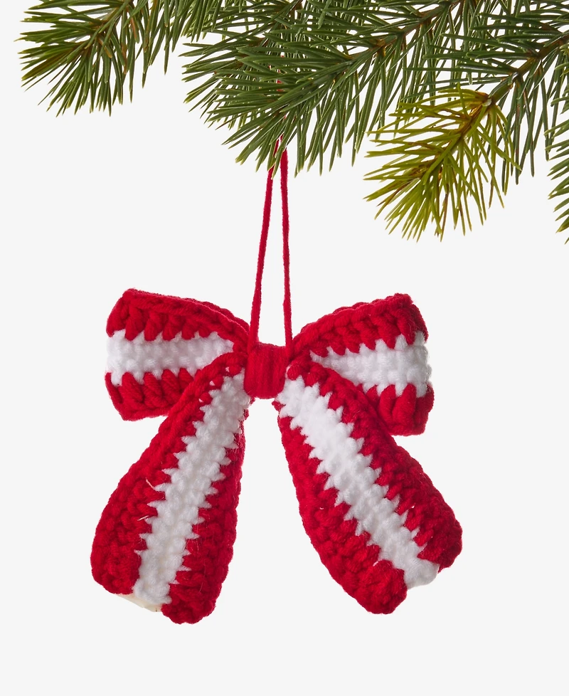 Holiday Lane Merry Magic Nit Crochet Bow Ornament, Macy's Exclusive