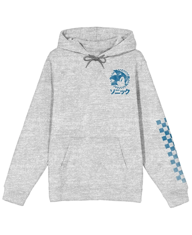 Sonic The Hedgehog Kanji Text Pullover Hooded Sweatshirt-Large