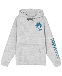 Sonic The Hedgehog Kanji Text Pullover Hooded Sweatshirt-Large