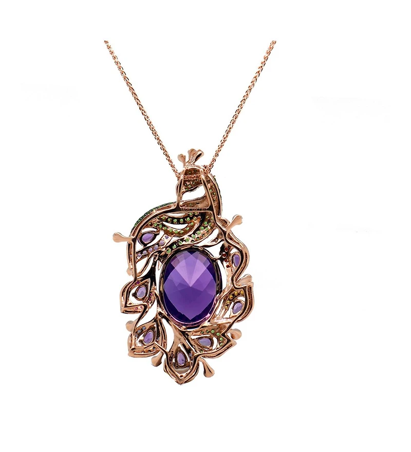 Lali Jewels Multi-Stones (24.52 ct. t.w.) & Diamond (1/5 ct. t.w.) Necklace in 14k Rose Gold