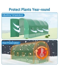 Gaomon Galvanized Steel 15x7x7FT Walk in Greenhouses for Outdoors with Pe Cover and Door for Gardening, Vegetables