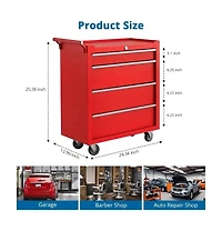 Gaomon 4-Drawer Portable Tool Storage Cart, Rolling Tool Chest Cabinet, Lockable Toolbox Organizer