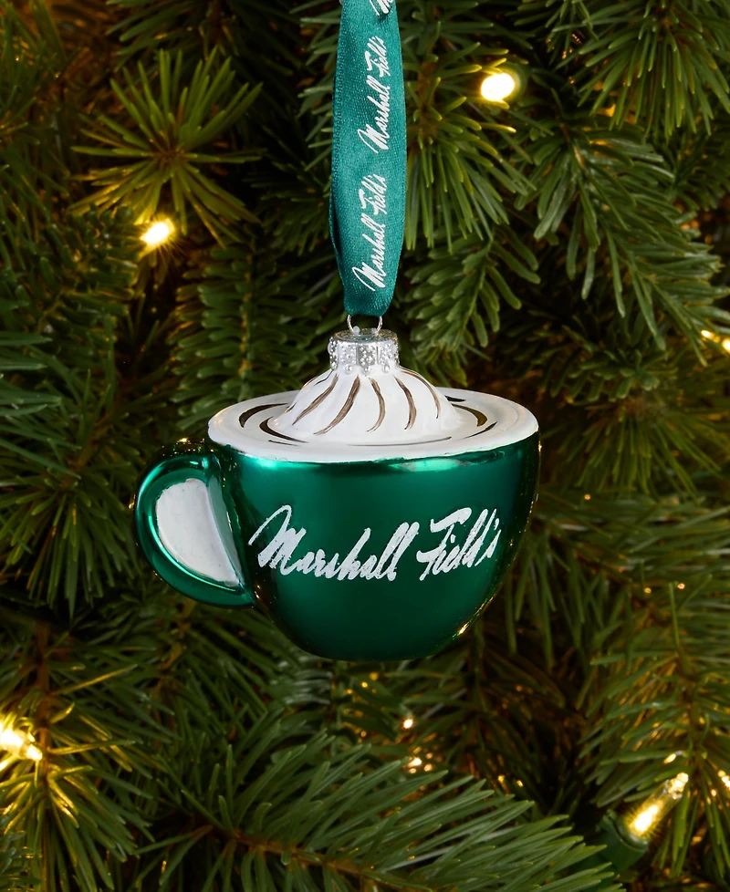Holiday Lane Chicago Marshall Fields Coffee Cup Ornament, Macy's Exclusive