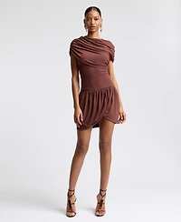 Avec Les Filles Women's Floral Embroidered Bustier Mini Dress
