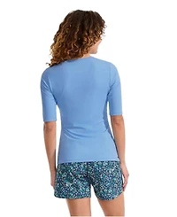 Lands' End Petite Crew Neck Rash Guard Upf 50 Swim Tee