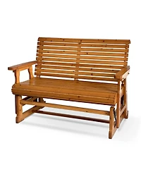 Mega Casa Wooden Patio Glider with High Roll Back and Deep Contoured Seat, Solid Fir Wood, 2-Seater, Heavy Duty 800 Lbs, 4 Ft.