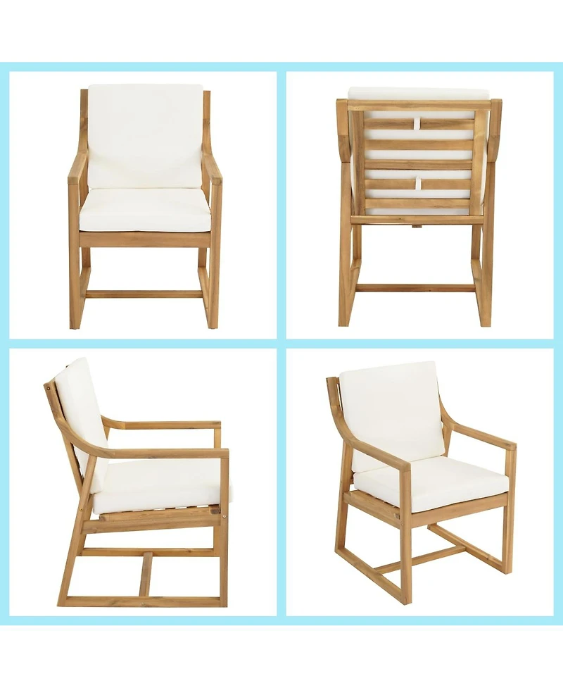 Asagikoiai 5-Piece Acacia Wood Outdoor Patio Dining Set with Round Table and Chairs