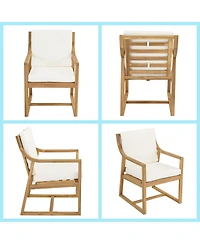 Asagikoiai 5-Piece Acacia Wood Outdoor Patio Dining Set with Round Table and Chairs