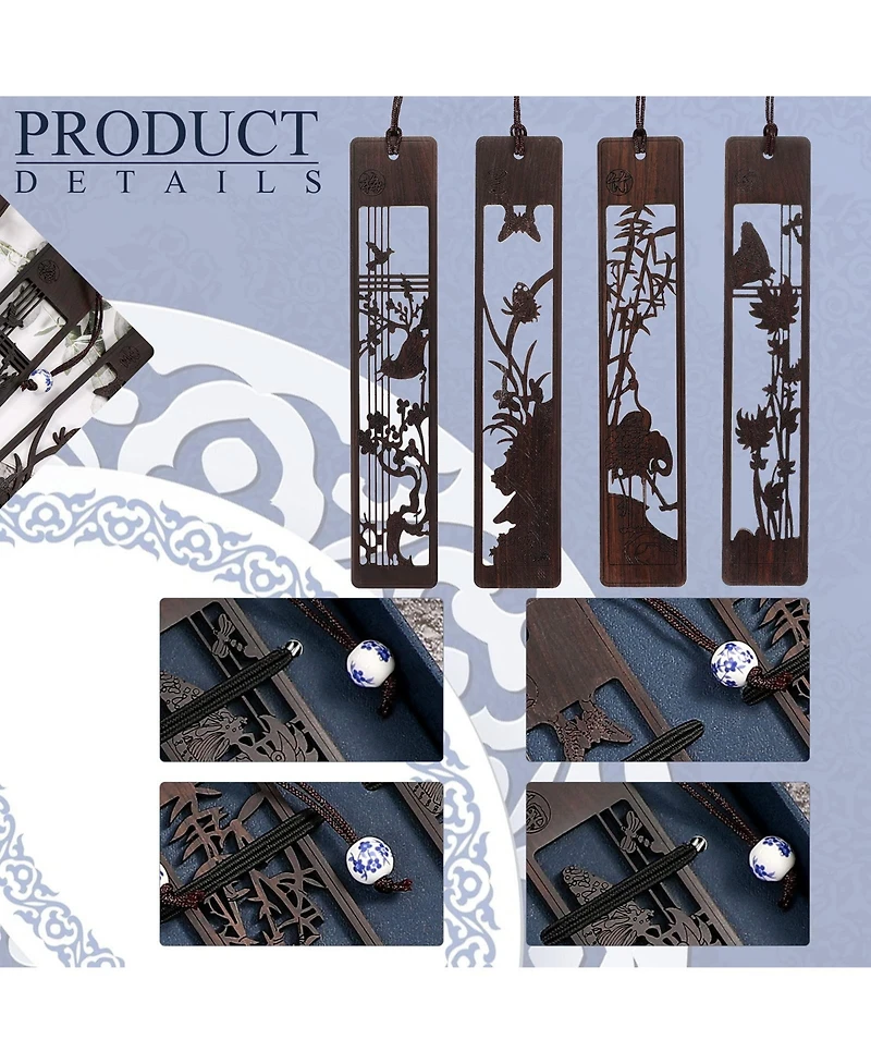 Gnuadz Wooden Bookmarks Vintage Carving Hollow Gifts