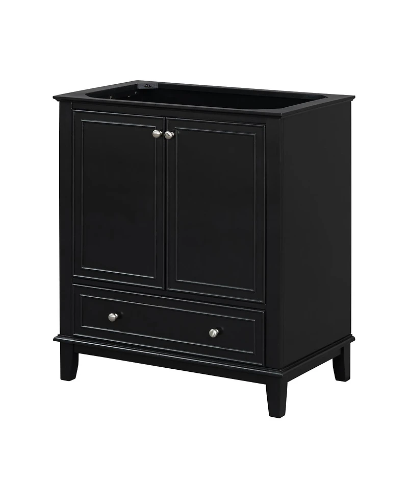 Sillysis 29.5 Inch Freestanding Bathroom Vanity Base with Adjustable Shelf, Solid Wood and Mdf Storage Cabinet