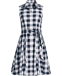 Lands' End Women's Poplin Button Front Dress with Godets