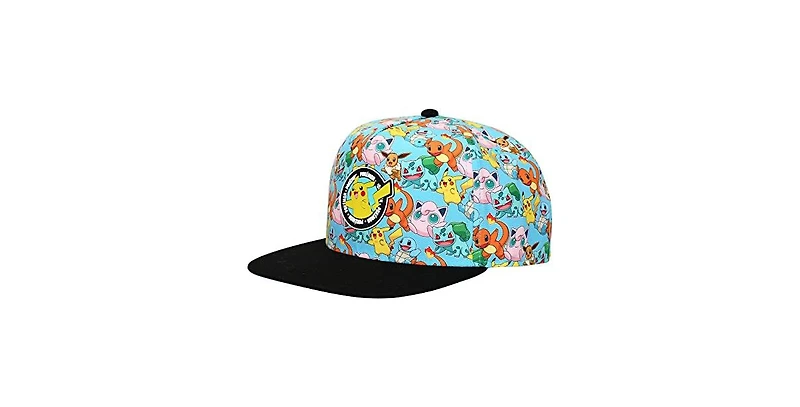 Pokemon Boys Characters Aop Youth Light Blue Snapback Cap