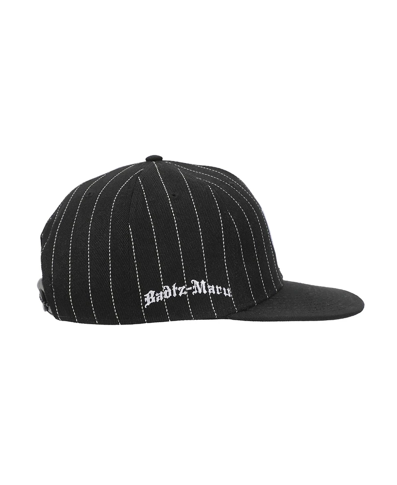 Hello Kitty Men's Badtz-Maru Embroidered Character Face Black Striped Poly Wool Baseball Hat