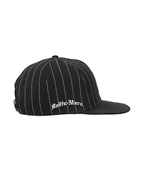 Hello Kitty Men's Badtz-Maru Embroidered Character Face Black Striped Poly Wool Baseball Hat