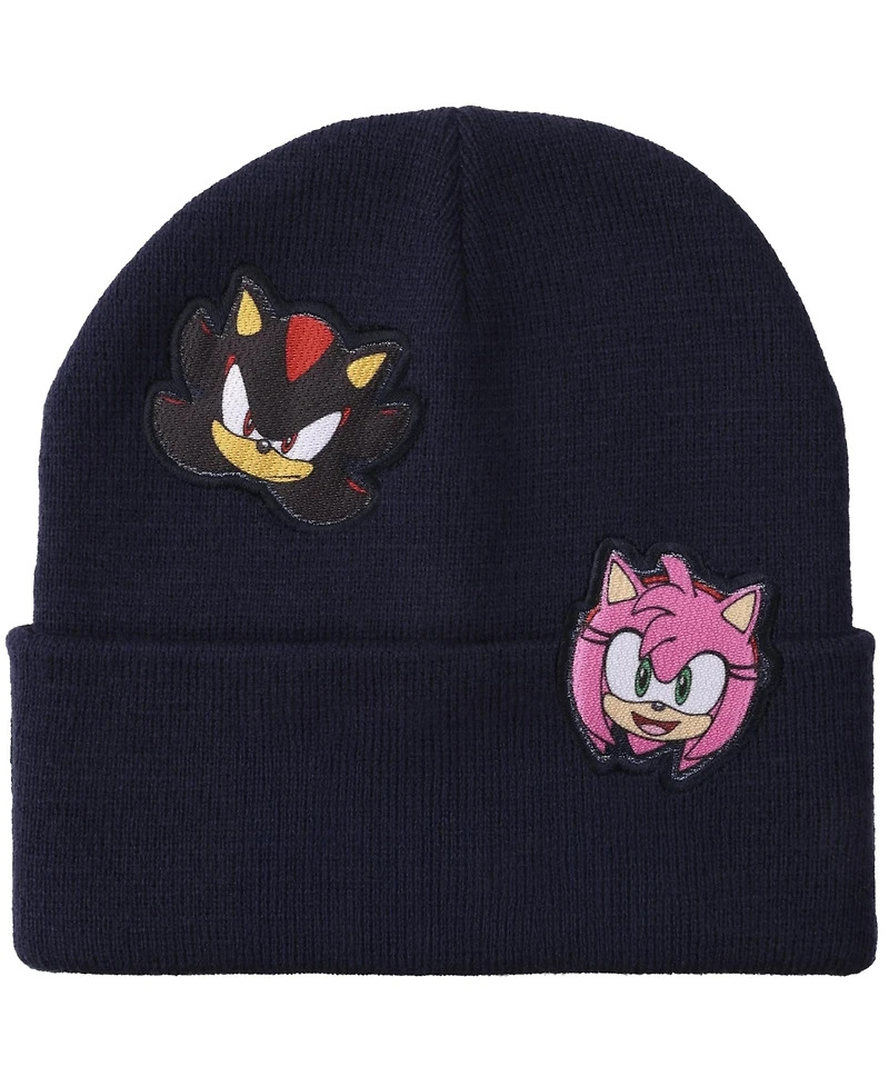 Sonic the Hedgehog Men's Printed Character Patches Navy Cuff Beanie