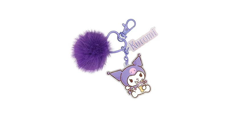 Kuromi Heart Shaped Keychain With Character Charms