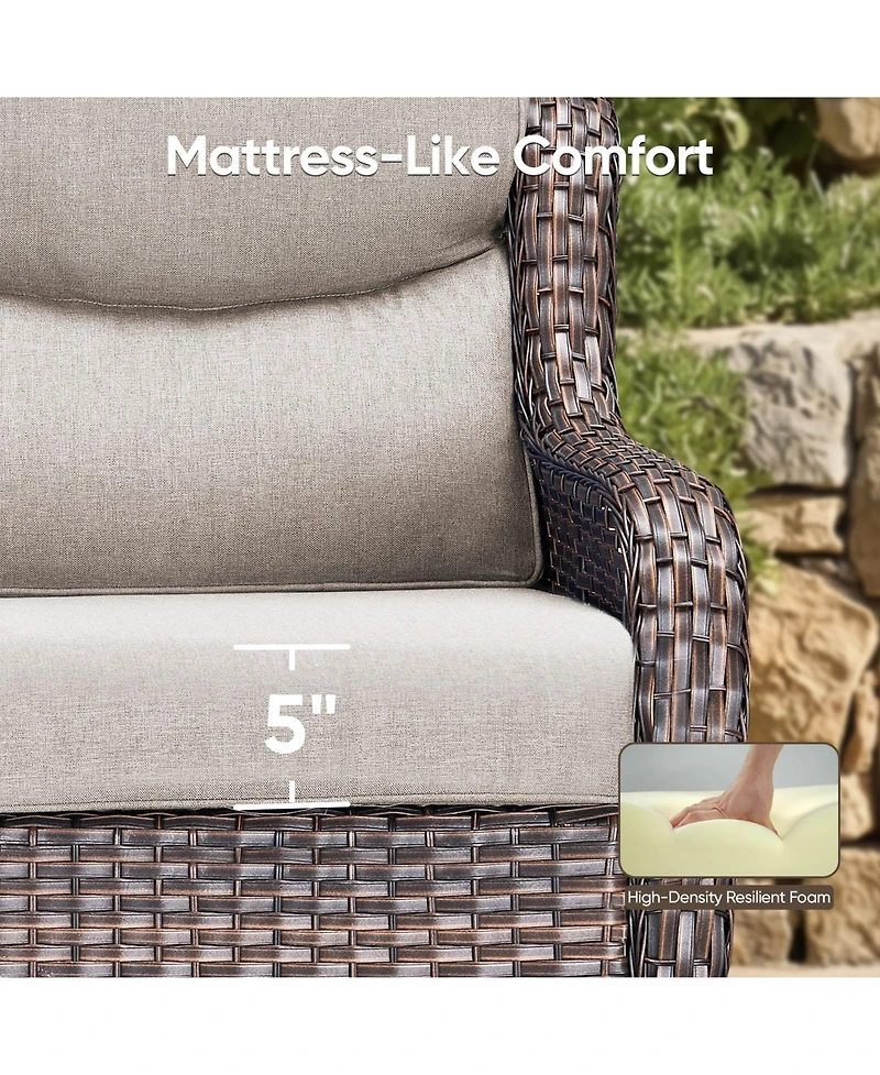 Pocassy Outdoor Swivel Rocker Patio Chairs-High Back Wicker Chairs Set of 2,Pe Chair Furniture Sets with 5in Cushions