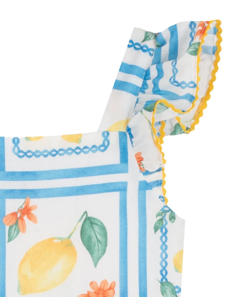 Rare Editions Girls' 2T-6X Printed Flutter-Sleeve Two-Tier Skirt Dress