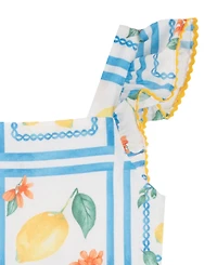 Rare Editions Girls' 2T-6X Printed Flutter-Sleeve Two-Tier Skirt Dress