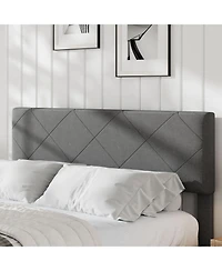 homfan Upholstered Platform Bed Frame with Quilted Headboard, Wooden Slats and Quiet Support