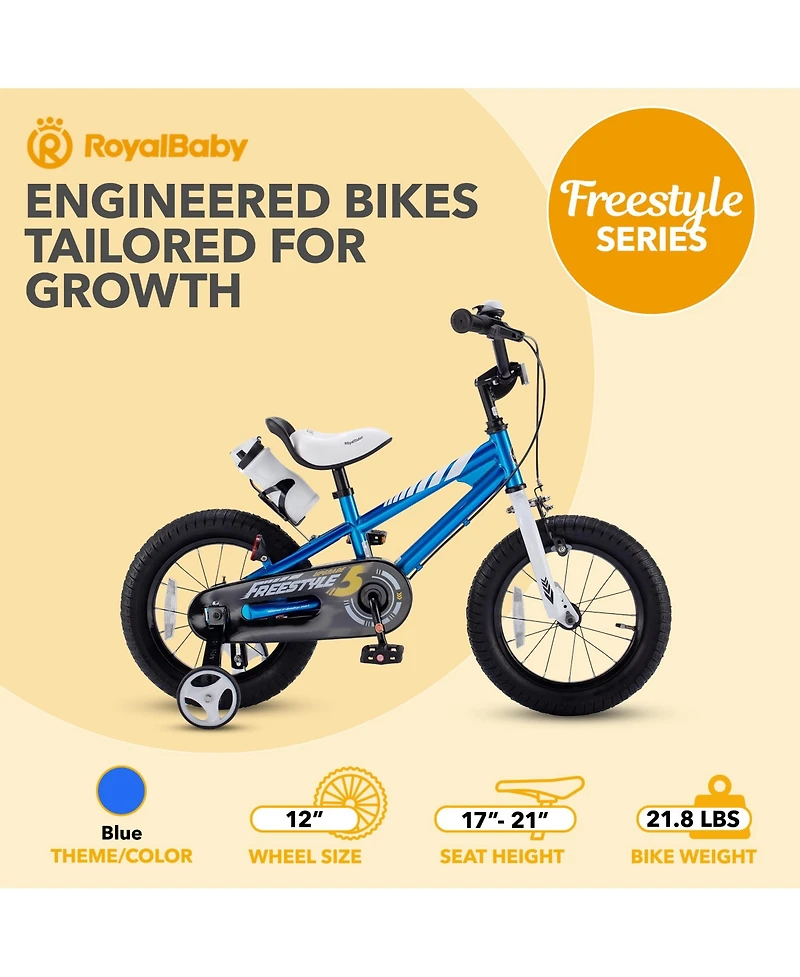 RoyalBaby Freestyle Outdoor Kid's Bicycle with Training Wheels, 12 Inch