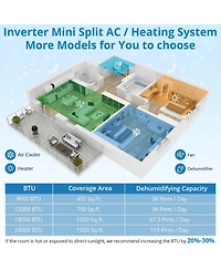 Xo 18000 Btu Mini Split Ac and Heat Pump, 23 SEER2 Inverter, WiFi and Alexa, Cools 1250 Sq. Ft, 208/230V Kit