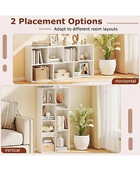 Gymax 7-Cube Bookcase Vertical or Horizontal Freestanding Bookshelf with 7 Compartments