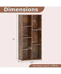 Gymax 7-Cube Bookcase Vertical or Horizontal Freestanding Bookshelf with 7 Compartments