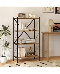 Gymax 4-Tier Bookshelf Industrial Bookcase with Heavy-Duty Metal Frame for Living Room