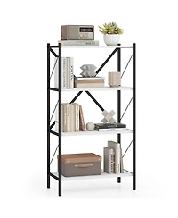 Gymax 4-Tier Bookshelf Industrial Bookcase with Heavy-Duty Metal Frame for Living Room