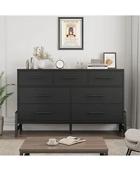 homfan 7 Dresser for Bedroom, Freestanding 52" Wide Drawer with Storage, Wooden Closet Storage Chest Living Room, Entryway