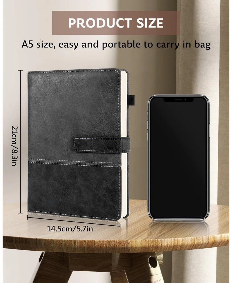 Gnuadz This A5 leather notebook is suitable for daily writing, note-taking, and office use 240 pages