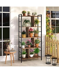 Gymax 2 pieces 61'' 5-Tier Bookshelf with Metal Frame 2 Anti-Tipping Devices for Living Room