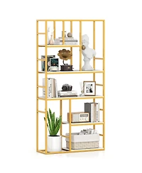 Gymax 71'' 5 Tier Tall Bookshelf with Open Storage Shelves Metal Frame for Bedroom Office
