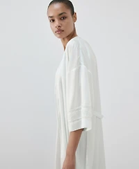 Mango Women's Embroidery And Bow Satin Robe