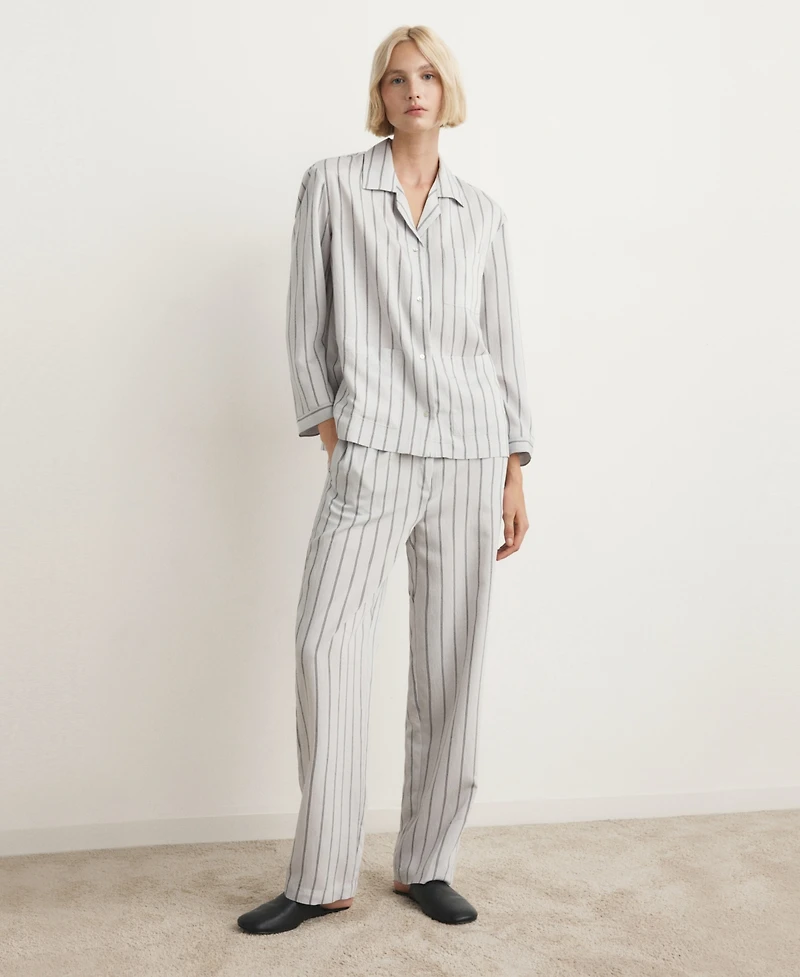 Mango Women's Front Pocket Striped Pajama Shirt