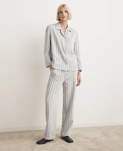 Mango Women's Front Pocket Striped Pajama Shirt