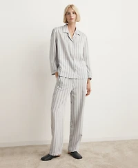 Mango Women's Front Pocket Striped Pajama Shirt