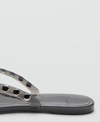Mango Women's Vinyl Straps Studded Sandals