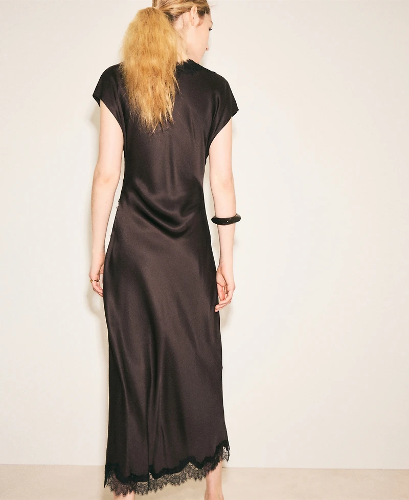 Mango Women's Satin Lace Dress