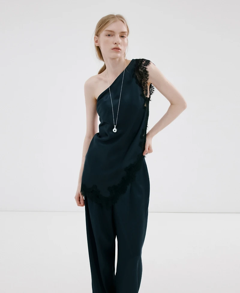 Mango Women's Satin Straight-Fit Pants