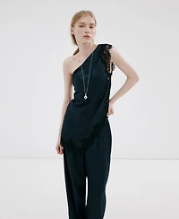 Mango Women's Satin Straight-Fit Pants