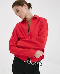 Mango Women's Shirt Collar Bomber Jacket