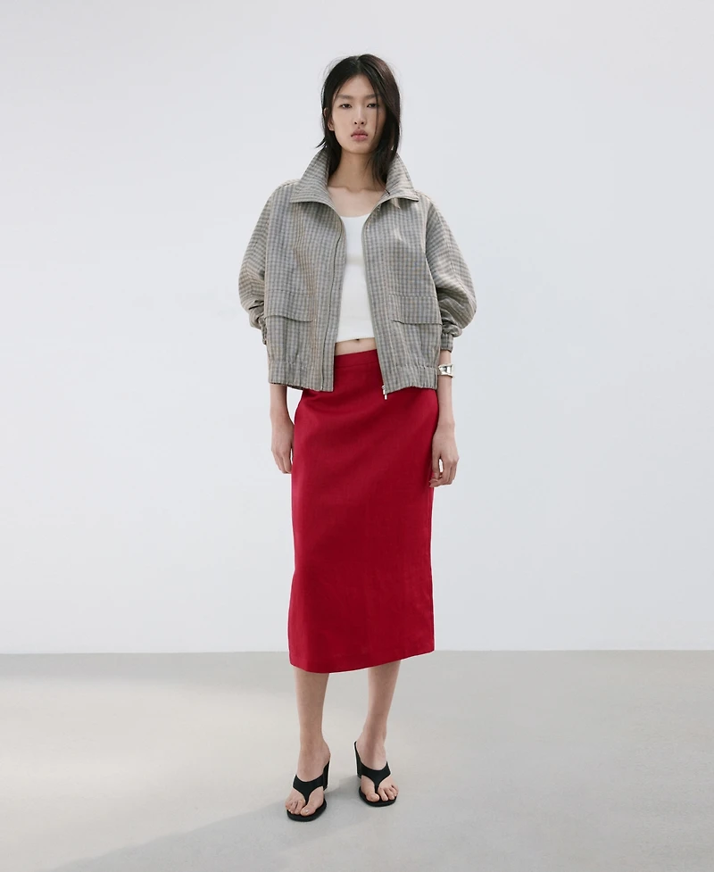 Mango Women's Linen Midi Skirt