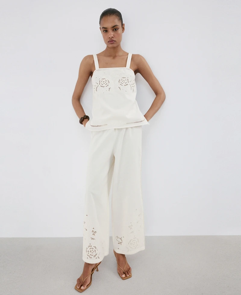 Mango Women's Openwork Embroidery Top