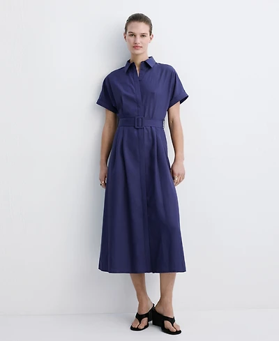 Mango Women's Belted Lyocell Shirtdress