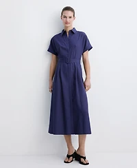 Mango Women's Belted Lyocell Shirtdress