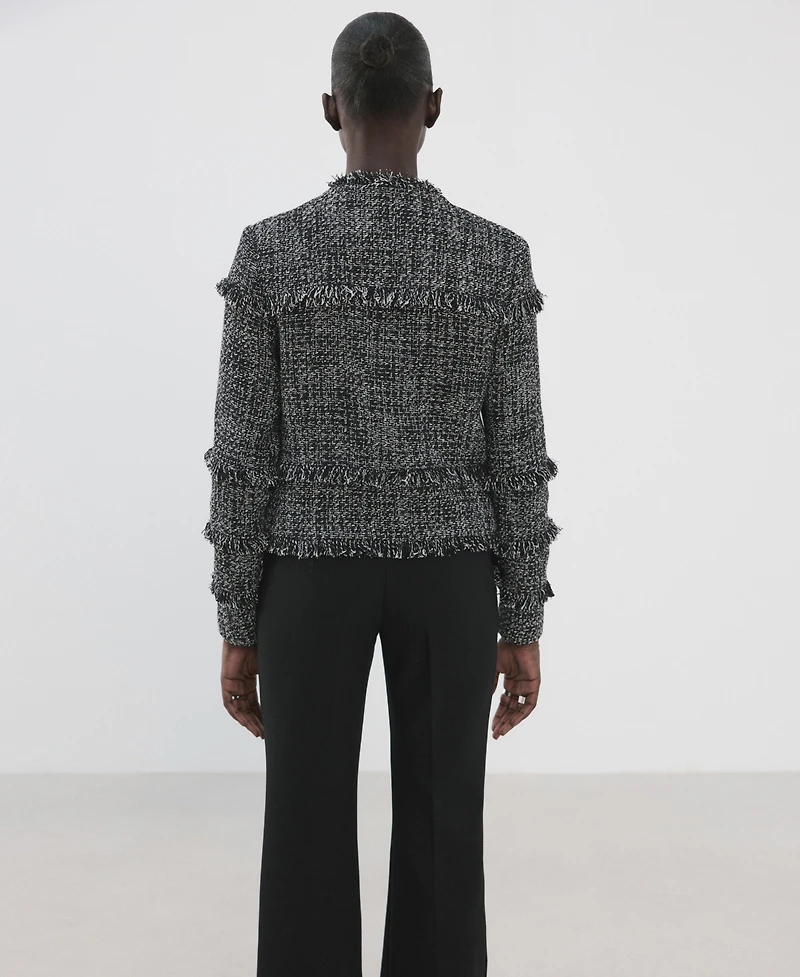 Mango Women's Frayed Ends Tweed Jacket