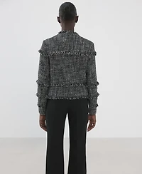 Mango Women's Frayed Ends Tweed Jacket