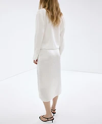 Mango Women's Satin Lace Skirt
